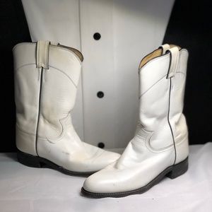 Ivory Leather Roper Cowboy Boot